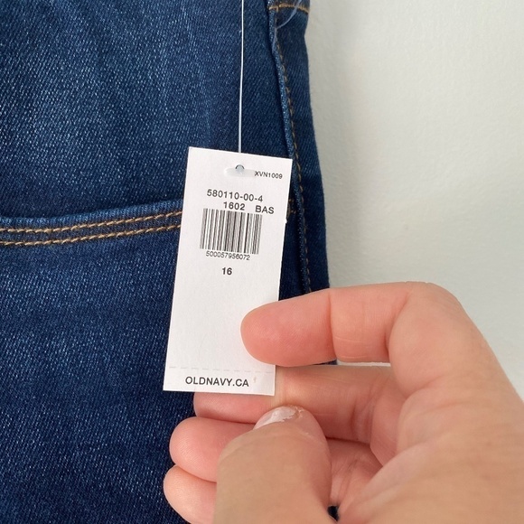 Nwt Old Navy Power Slim Straight Low Rise dark wash jeans size 16 - Picture 3 of 6